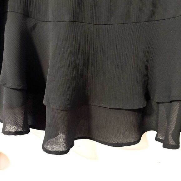 Simply Vera Vera Wang XXL black sleeveless collar hidden button front peplum tie - Picture 6 of 10